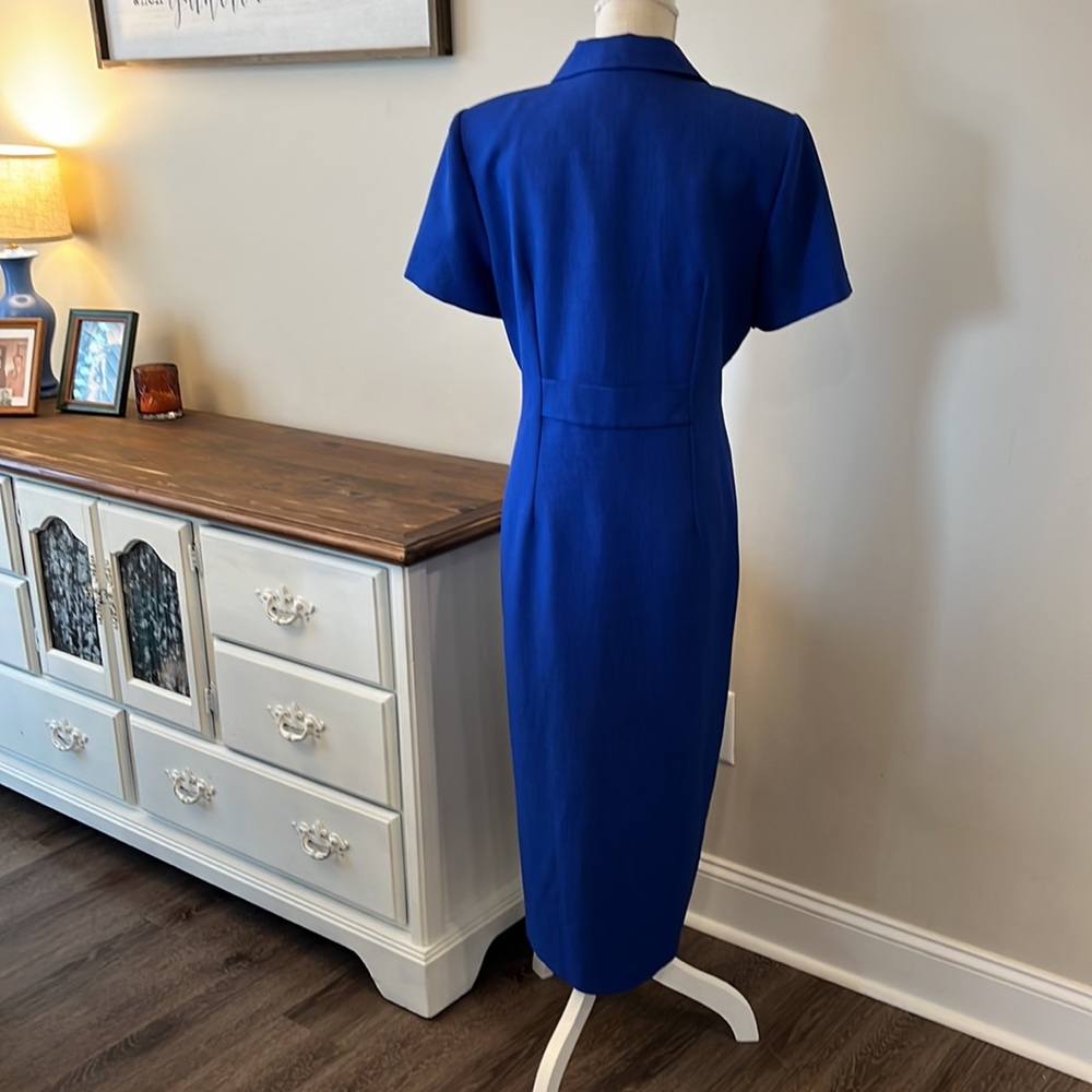 Vintage Periwinkle Collared Button Down Dress - image 7